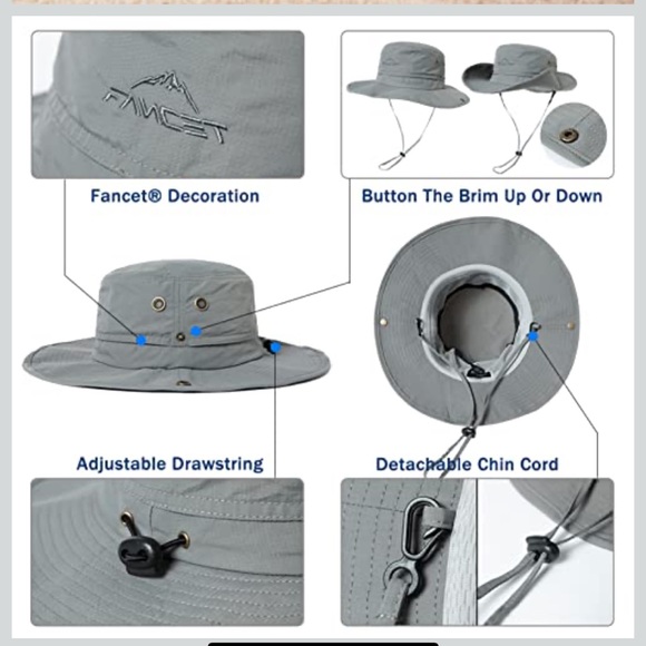 Unisex Sporty Camping Hiking Fishing light Gray Outdoor Safari Hat - Picture 6 of 13